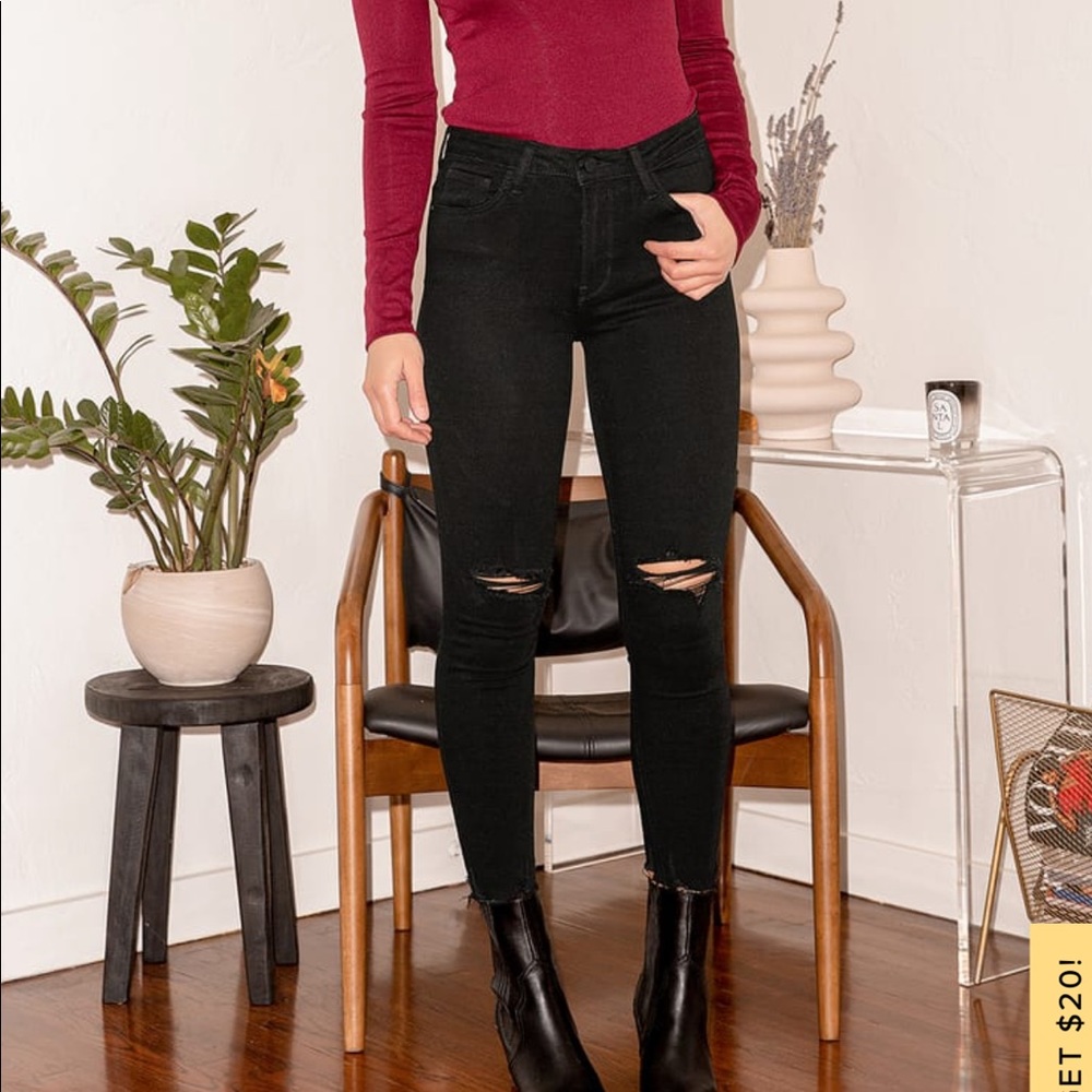 Just Black Denim Black high rise raw hem jeans
